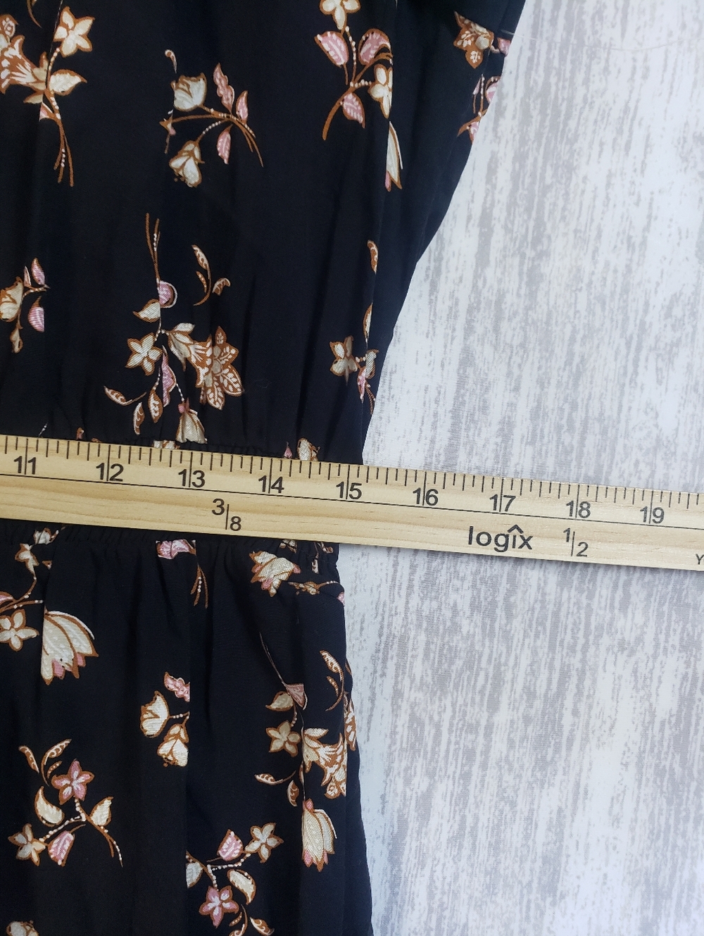 This Old Navy peasant dress Tiered skirt floral On Black Whimsigoth Boho Large - Picture 8 of 11